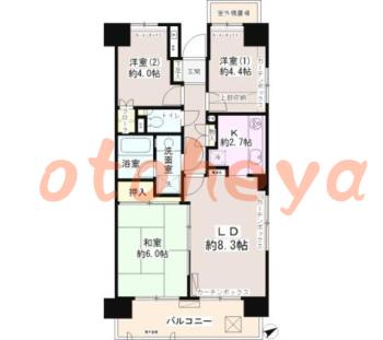 楽器ピアノ可相談 の 賃貸物件 3DK 9.1万円の図面１