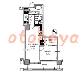 楽器ピアノ可相談 の 賃貸物件 1LDK 23.3万円の図面１