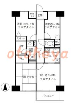 楽器ピアノ可相談 の 賃貸物件 3DK 11.5万円の図面１