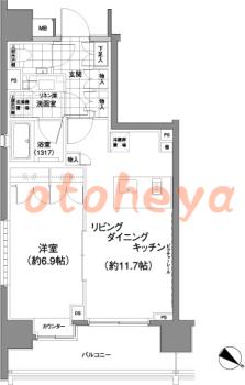 楽器ピアノ可相談 の 賃貸物件 1LDK 24.2万円の図面１