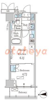 楽器ピアノ可相談 の 賃貸物件 1DK 13.2万円の図面１