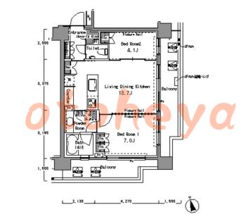 楽器ピアノ可相談 の 賃貸物件 2LDK 30万円の図面１