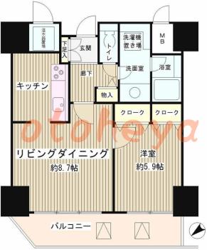 楽器ピアノ可相談 の 賃貸物件 1LDK 21.2万円の図面１