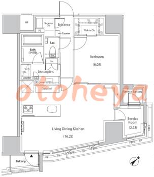 楽器ピアノ可相談 の 賃貸物件 1SLDK 37.4万円の図面１