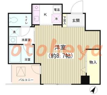 楽器ピアノ可相談 の 賃貸物件 1K 9.3万円の図面１