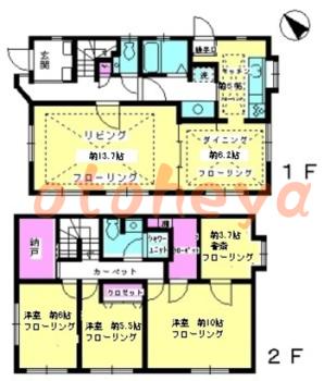 楽器ピアノ可相談 の 賃貸物件 3SLDK 80万円の図面１