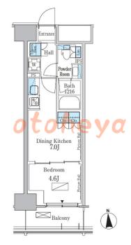 楽器ピアノ可相談 の 賃貸物件 1DK 19.9万円の図面１