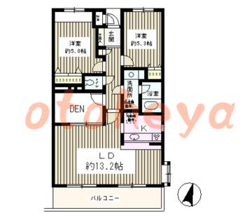 楽器ピアノ可相談 の 賃貸物件 2SLDK 13.8万円の図面１