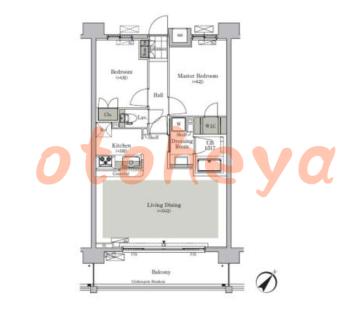 楽器ピアノ可相談 の 賃貸物件 2LDK 24.4万円の図面１