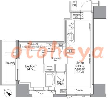 楽器ピアノ可相談 の 賃貸物件 1LDK 14.8万円の図面１