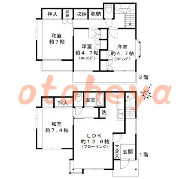 楽器ピアノ可相談 の 賃貸物件 4LDK 9万円の図面１