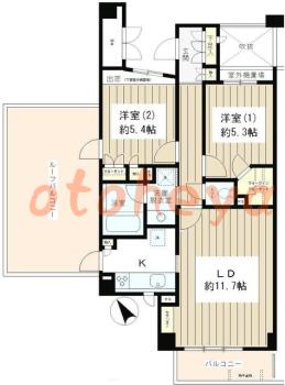楽器ピアノ可相談 の 賃貸物件 2LDK 19.8万円の図面１