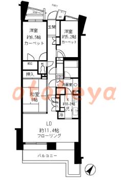 楽器ピアノ可相談 の 賃貸物件 3LDK 19万円の図面１