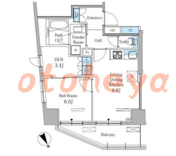 楽器ピアノ可相談 の 賃貸物件 1SLDK 18.6万円の図面１