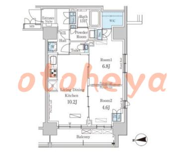 楽器ピアノ可相談 の 賃貸物件 2LDK 22.4万円の図面１