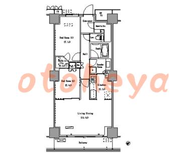 楽器ピアノ可相談 の 賃貸物件 2LDK 27.2万円の図面１
