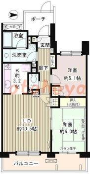 楽器ピアノ可相談 の 賃貸物件 2LDK 17.5万円の図面１
