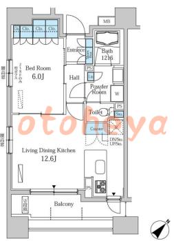 楽器ピアノ可相談 の 賃貸物件 1LDK 22.5万円の図面１