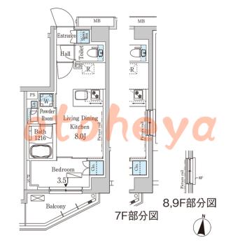 楽器ピアノ可相談 の 賃貸物件 1LDK 13.8万円の図面１