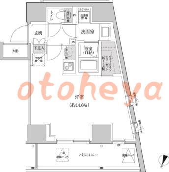楽器ピアノ可相談 の 賃貸物件 1R 16.3万円の図面１