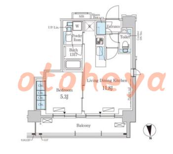 楽器ピアノ可相談 の 賃貸物件 1LDK 21.2万円の図面１