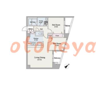楽器ピアノ可相談 の 賃貸物件 2LDK 21万円の図面１