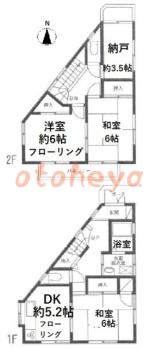 楽器ピアノ可相談 の 賃貸物件 3SDK 8.3万円の図面１