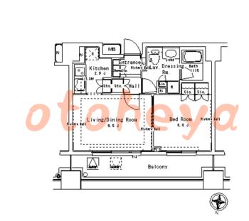 楽器ピアノ可相談 の 賃貸物件 1LDK 20.3万円の図面１