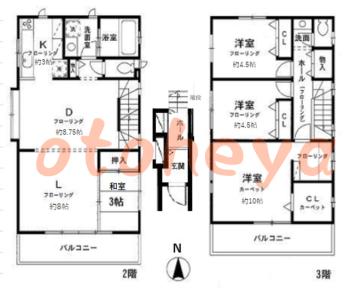 楽器ピアノ可相談 の 賃貸物件 4LDK 14.5万円の図面１