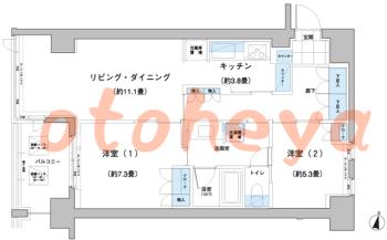 楽器ピアノ可相談 の 賃貸物件 1SLDK 23.9万円の図面１