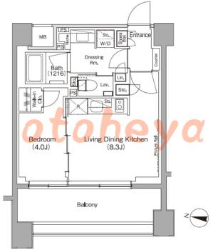 楽器ピアノ可相談 の 賃貸物件 1LDK 16.8万円の図面1