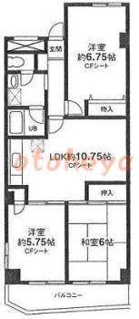 楽器ピアノ可相談 の 賃貸物件 3LDK 11万円の図面１