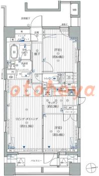 楽器ピアノ可相談 の 賃貸物件 2LDK 26万円の図面１