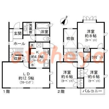 楽器ピアノ可相談 の 賃貸物件 3LDK 24万円の図面１