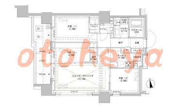 楽器ピアノ可相談 の 賃貸物件 3LDK 36.9万円の図面１