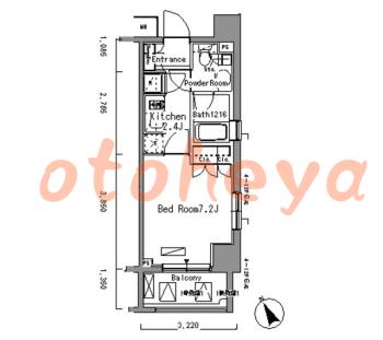 楽器ピアノ可相談 の 賃貸物件 1K 11.3万円の図面１