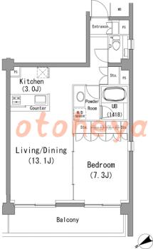 楽器ピアノ可相談 の 賃貸物件 1LDK 31万円の図面１