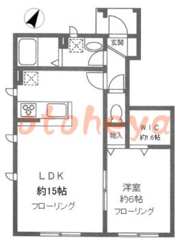 楽器ピアノ可相談 の 賃貸物件 1LDK 7.5万円の図面１