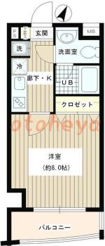 楽器ピアノ可相談 の 賃貸物件 1K 8.6万円の図面１