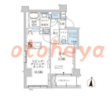 楽器ピアノ可相談 の 賃貸物件 1LDK 16万円の図面１