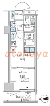 楽器ピアノ可相談 の 賃貸物件 1DK 13.7万円の図面１