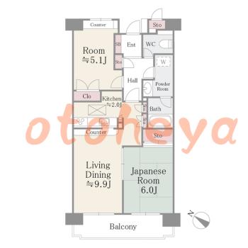 楽器ピアノ可相談 の 賃貸物件 2LDK 11.2万円の図面１