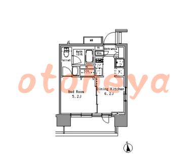 楽器ピアノ可相談 の 賃貸物件 1DK 11.9万円の図面１