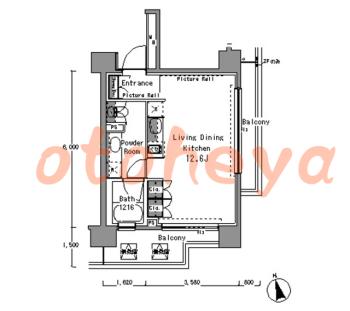 楽器ピアノ可相談 の 賃貸物件 1R 17.9万円の図面１