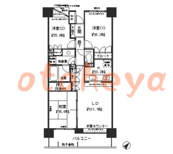 楽器ピアノ可相談 の 賃貸物件 3LDK 20.5万円の図面１