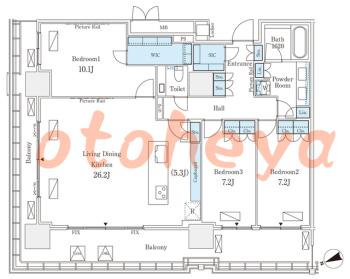 楽器ピアノ可相談 の 賃貸物件 3LDK 102万円の図面１
