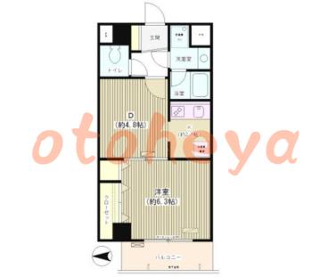楽器ピアノ可相談 の 賃貸物件 1DK 13.2万円の図面１