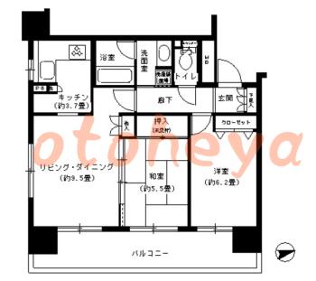 楽器ピアノ可相談 の 賃貸物件 2LDK 23.5万円の図面１