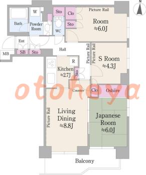 楽器ピアノ可相談 の 賃貸物件 3LDK 18.6万円の図面１