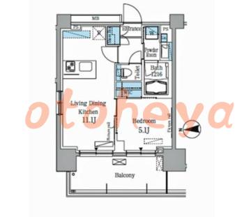 楽器ピアノ可相談 の 賃貸物件 1LDK 16.8万円の図面１